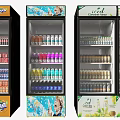 Commercial Glass Door Freezers With Various Bottled Drinks Fanta And Ice Green Tea