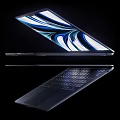 Slim Modern Laptop With High Resolution Display And Abstract Blue White Screen Design