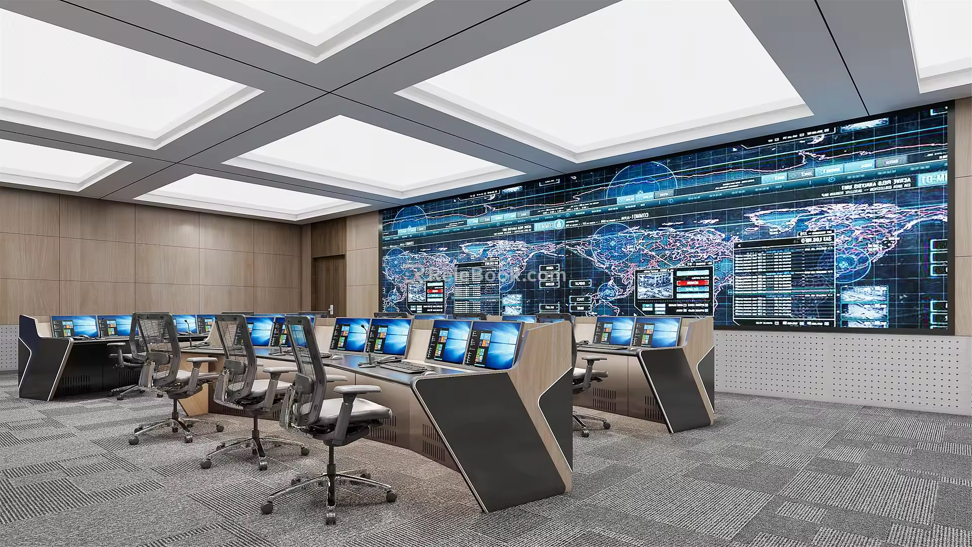 modern command center monitoring command center 3d model