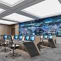 modern command center monitoring command center 3d model