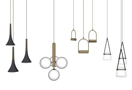 Modern chandelier fashion small chandelier combination 3d model