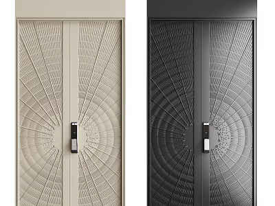 Modern Security Doors With Radial Geometric Patterns Beige And Dark Gray Design 3d model