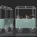 Modern Light Blue Coffee Carts With White Metal Frame COFFEE Lettering And Coffee Supplies