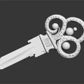 Decorative Silver Key With Intricate Ornate Design For Daily Home Use