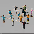 Diverse Cartoon Characters Standing Together With Arms Outstretched in a Group