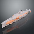 Modern Futuristic Ship Model With Orange White Hull Deck And Antenna