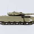 Detailed Military Green Tank Model With Tracks Cannon And Antennas