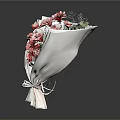 Beautiful Pink Flowers Bouquet With Green Leaves And White Wrapping Paper