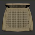 Elegant Wooden Stool With Rattan Seat Backrest And Carved Armrest Design