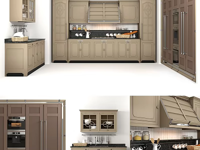 Modern Kitchen Cabinets With Glass Doors Drawers And Functional Storage Design 3d model