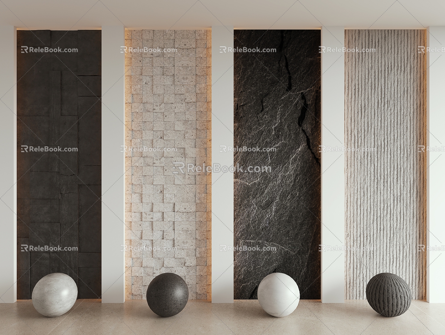 Modern background wall Stone background wall 3d model