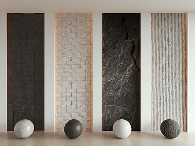 Modern background wall Stone background wall 3d model