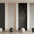 Modern background wall Stone background wall 3d model