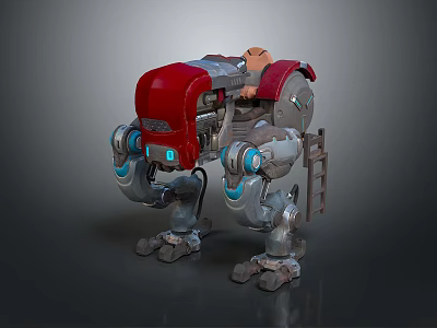 Game Movie Character Robot With Red Gray Mechanical Armor And Sci Fi Mechanical Design 3d model