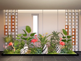 Modern interior landscape landscaping courtyard landscape sketch stone plant combination 3d model