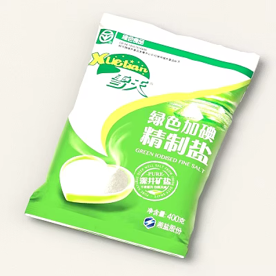 XueTian Green Iodized Refined Edible Salt High Quality 400g Package Design 3d model
