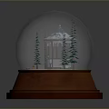 Snow Globe Featuring Blue Roof Gazebo Pine Trees Snow And Small Lights On Red Base