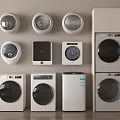 Modern Washing Machines In Various Styles Including Front Load Stackable And Built In 3d model