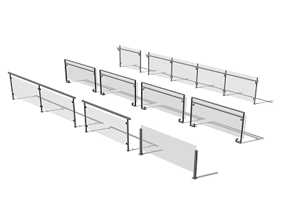 Glass Railing Handrail Metal Railing Guardrail Balcony Guardrail Stainless Steel Guardrail 3d model