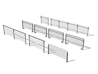 Glass Railing Handrail Metal Railing Guardrail Balcony Guardrail Stainless Steel Guardrail 3d model