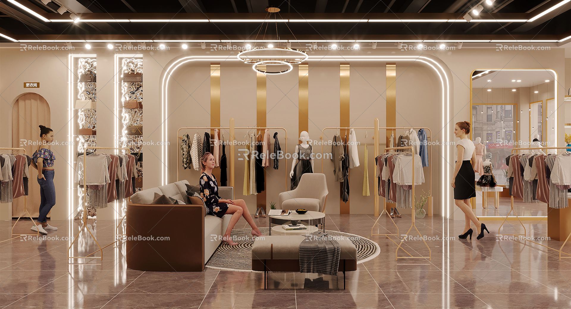 Light Luxury Clothing Store 3d model