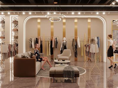 Light Luxury Clothing Store 3d model