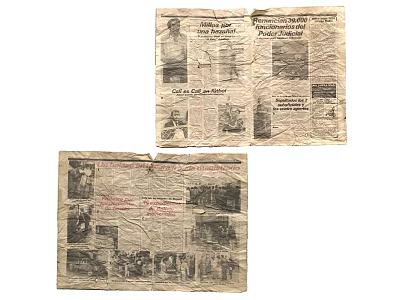 Vintage Newspapers With Historical Articles Black And White Images Faded Worn Paper 3d model