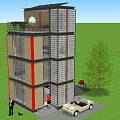 Single Family House Modern Design With Circular Windows Green Lawn Outdoor Seating And Grill Area