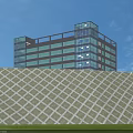 Modern Multi Story Industrial Factory Building With Glass Curtain Wall And Green Lawn