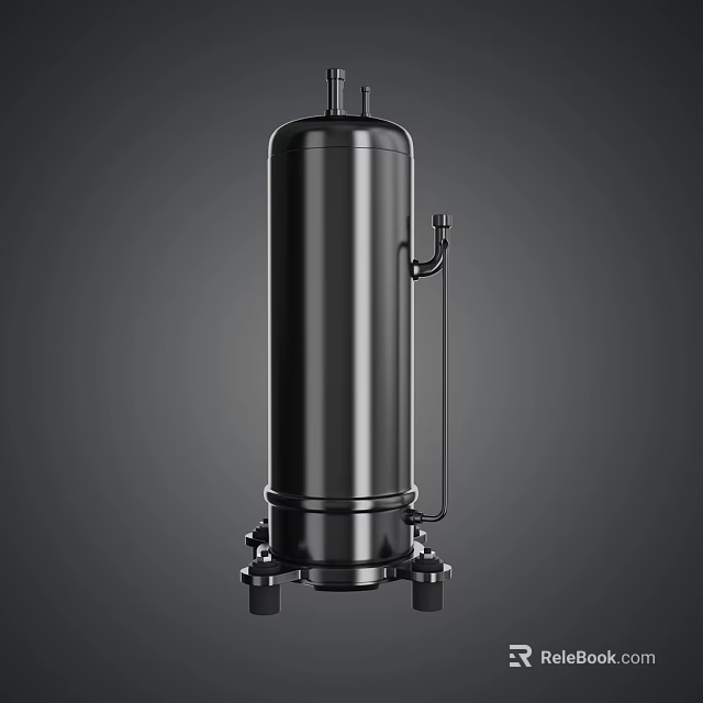 Modern Black Metallic Cylindrical Air Conditioner Fan With Sturdy Base Design 3d model 