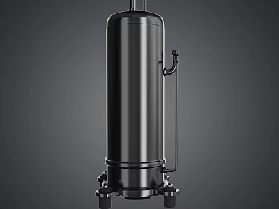 Modern Black Metallic Cylindrical Air Conditioner Fan With Sturdy Base Design 3d model