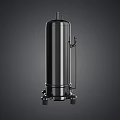 Modern Black Metallic Cylindrical Air Conditioner Fan With Sturdy Base Design 3d model