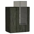Dark Wood Grain Storage Cabinet With Open Shelves And Modern Design