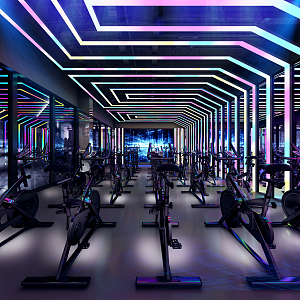 Modern Gym Cycling Room 3d model