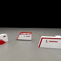 Modern SINOPEC Reception Desks Featuring White Red Design And Logo 3d model