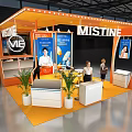 MISTINE Orange Modern Exhibition Booth With Display Panels And Staff Interaction