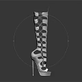 Silver Knee High Boots With Cut Out Design And Stiletto Heel Open Toe