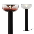 Modern Floor Lamp with Glass Shade Brown Transparent and Black Stand Minimalist Design
