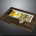 Delicious Fried Eggs And Fries With Green Herbs On White Plate Wooden Tray Seasoning Bowl