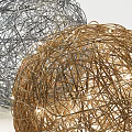 Elegant Abstract Table Lamp With Wire Wrapped Spherical Shade Silver And Gold Illuminated Design