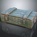 Rustic Green Wooden Crate With Metal Straps And Stamped Text Numbers 3d model