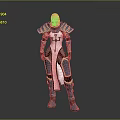 Fantasy Armored Warrior Character In Blue White Armor With Cross Emblem And Golden Hair