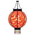 Traditional Red Round Paper Lantern With Decorative Tassels And Festive Design