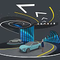 Elegant Modern Car Showroom With Curved Design Blue Accents And Display Cars