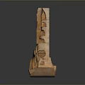 Abstract Terracotta Sculpture Carving With Intricate Hollowed Out Cutouts On Black Background
