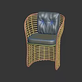 Wicker Leisure Chair with Gray Cushion and Comfortable Backrest Modern Minimalist Design for Home Decor