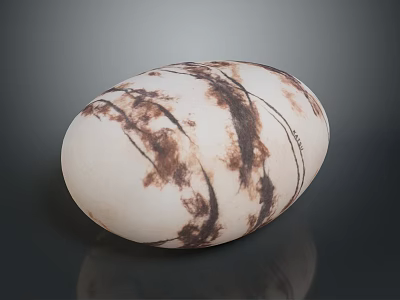 Oval Shaped Stone Wood Decorative Art Piece With White And Brown Textured Surface 3d model