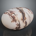 Oval Shaped Stone Wood Decorative Art Piece With White And Brown Textured Surface