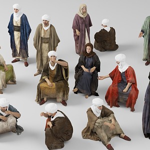 Persian Arabs Desert Characters Middle Eastern Characters Gutra Traditional Arab Middle Eastern People 3d model