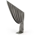 Gray Curtain Design For Window With Elegant Drapes And Soft Fabric 3d model